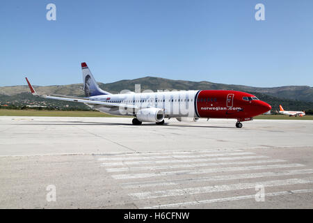 NORWEGISCHEN Flugzeug am Flughafen Split mit neuen Touristen nach Kroatien Stockfoto