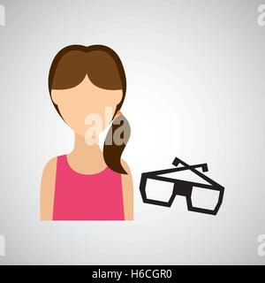 Frau Gläser 3d Film Charakterdesign Stock Vektor