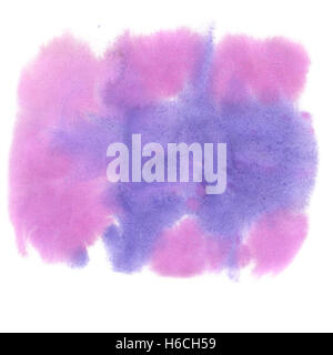 Splash-Aquarell. violett blau Aquarell abstrakt drop isolierten Fleck für Ihre Design-Kunst Stockfoto