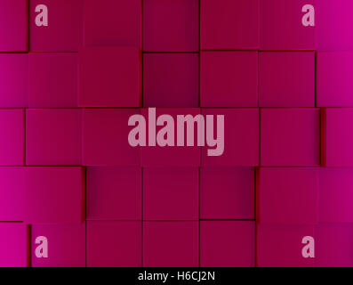 Zusammenfassung Hintergrund von metallischen Cubes in rosa, 3D-Rendering Stockfoto