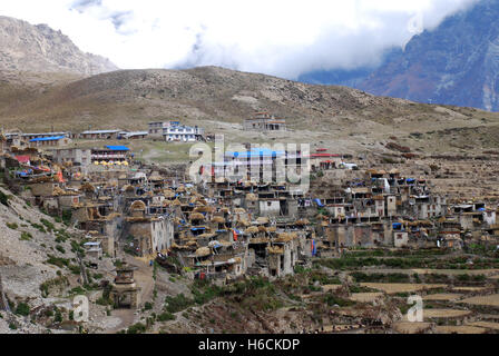 Das Dorf Naar in der abgelegenen Damodar Himal Mustang-Region von Nepal Stockfoto