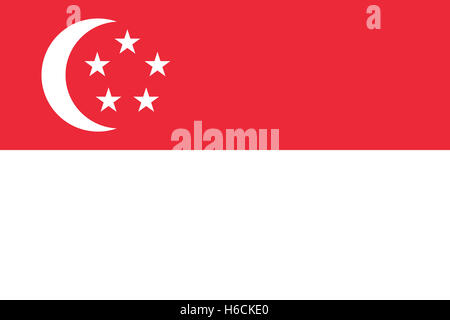 Offizielle Vektor Flagge von Singapur. Republik Singapur. Stockfoto