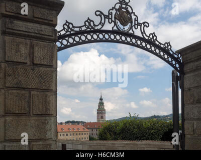 Český Krumlov, Tschechische Republik - 30. August 2016.  Blick über Cesky Krumlov in Böhmen, Tschechische Republik, Europa. Stockfoto