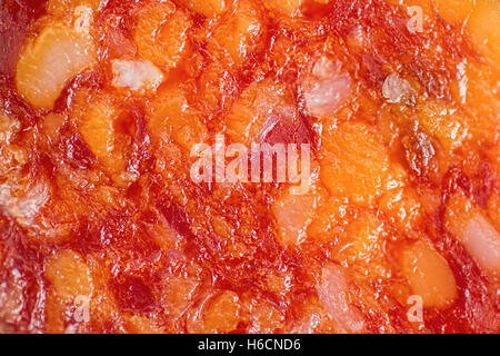 Wurst-Slice-Makro-Hintergrund Stockfoto
