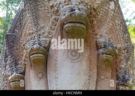 Naga, schlangengott, Tempelruinen, Boeng Mealea, alias Boeng Mealea, Siem Reap, Kambodscha Stockfoto