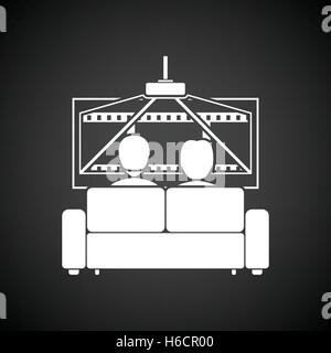 Kino-Sofa-Symbol. Schwarzer Hintergrund mit weißen. Vektor-Illustration. Stock Vektor