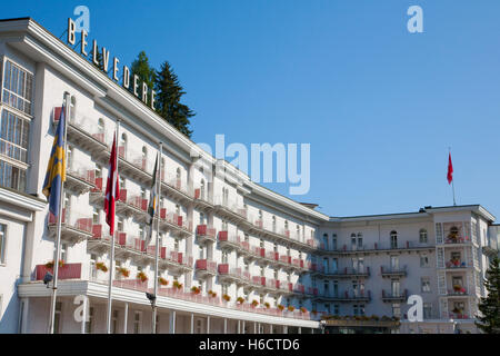 Belvedere Hotel, fünf-Sterne-Hotel, Davos, Graubünden, Schweiz, Europa Stockfoto