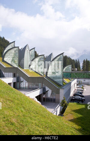 Das Grand Hotel Tschuggen Bergoase Spa Architekt Mario Botta, Luxushotel, Arosa, Symbole oder Graubünden, Schweiz Stockfoto