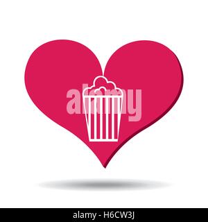 Herz rot Cartoon Popcorn Icon Design Vektor-illustration Stock Vektor