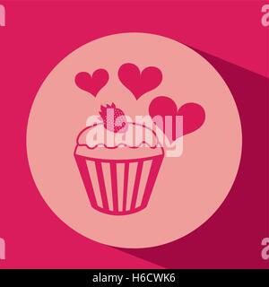 Herz rot Cartoon Cupcake Erdbeer Icon Design Vektor-illustration Stock Vektor