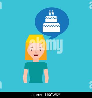 Mädchen Cartoon Hochzeit Kuchen Dessert Symbol Vektor Illustration Eps 10 Stock Vektor