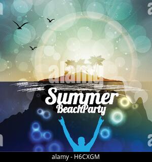 Tropische Landschaft mit Insel und Unterwasser Gelände - Vektor-Illustration Stock Vektor