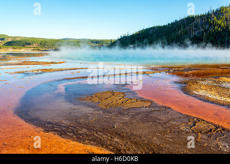 Dampf steigt von Grand Bildobjekte Spring im Yellowstone National Park Stockfoto