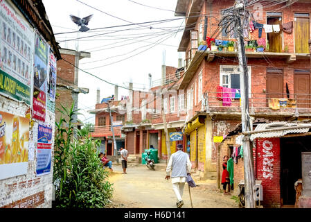 Szene der Vorstadt in den Außenbezirken von Bhaktapur, Nepal. Stockfoto