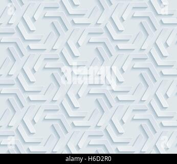 Neutrales Licht grau nahtlose Muster mit 3D-Effekt. Aneinander Vektor Hintergrund. Stock Vektor