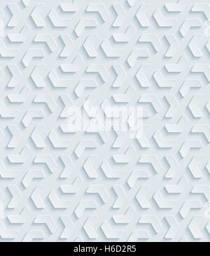 Neutrales Licht grau nahtlose Muster mit 3D-Effekt. Aneinander Vektor Hintergrund. Stock Vektor