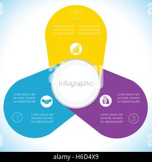 Kamille Infografik Template bunte drei Positionen. Stock Vektor