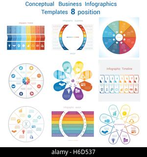 Legen Sie Vorlagen Infografiken konzeptionelle zyklische Geschäftsprozesse für acht Positionen Textbereich, möglich, für Kreisdiagramm verwenden Stock Vektor
