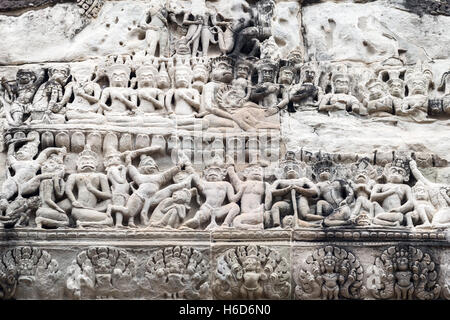 Dekorative Bas-Relief, mit Aspara, Khmer Architektur, Angkor Wat, Kambodscha Stockfoto