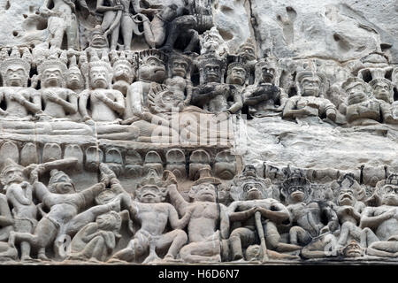 Dekorative Bas-Relief, mit Aspara, Khmer Architektur, Angkor Wat, Kambodscha Stockfoto