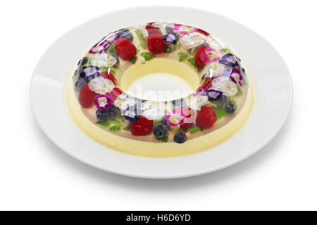 Weihnachten Kranz Bavarois, hausgemachten Gelee dessert Stockfoto