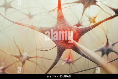 aktive Neurone - 3D rendering Stockfoto