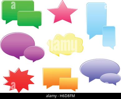 Reihe von verschiedenen Formen und Farben Sprechblasen Stock Vektor