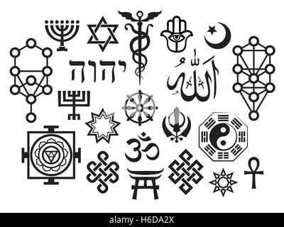 Orientalische sakrale religiöse Symbole (mit Ergänzungen) Stock Vektor
