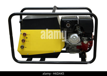 Die tragbare Benzin-Generator eines aktuellen isoliert auf weißem Hintergrund Stockfoto