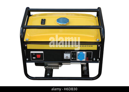 Die tragbare Benzin-Generator eines aktuellen isoliert auf weißem Hintergrund Stockfoto