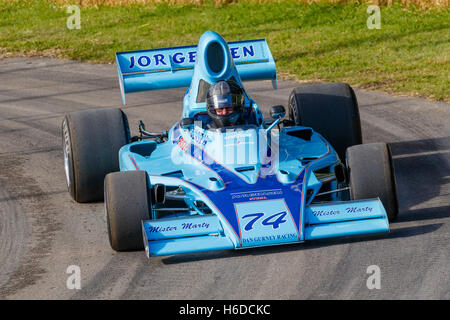 1974 Eagle-Chevrolet 755 mit Fahrer Frank Lyons auf die 2016 Goodwood Festival of Speed, Sussex, UK. Ex-James Hunt Auto. Stockfoto