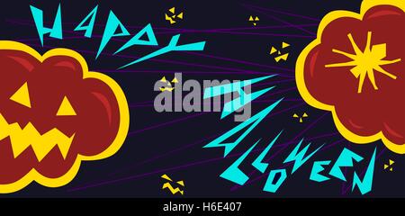 Zwei Kürbisse mit ausgeschnittenen Symbole Stock Vektor