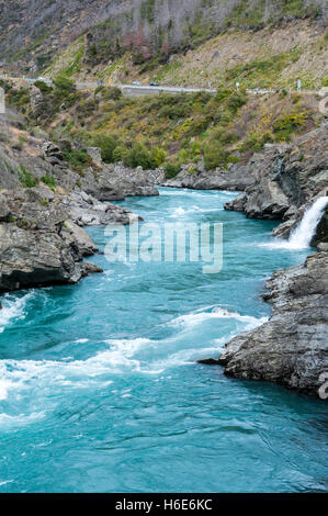 Die Roaring Meg, Kawarau River, Central Otago, Süden der Nordinsel Neuseelands Stockfoto