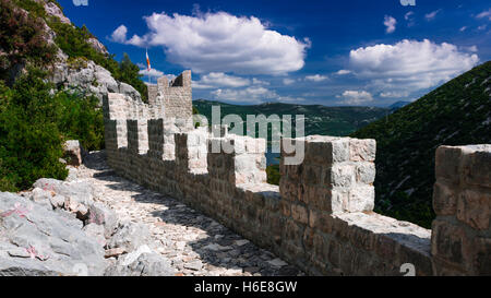 Die große Mauer und Festung, Ston, Dalmatien, Kroatien Stockfoto