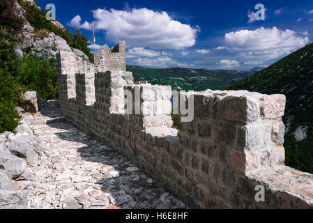 Die große Mauer und Festung, Ston, Dalmatien, Kroatien Stockfoto