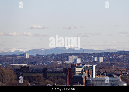 Luftaufnahme von Glasgow Stadt von Westen nach Osten durch Glasgow Green Tinto Hill Stockfoto
