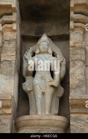 Kartikeya, Nische auf der westlichen Wand, brihadisvara Tempel, gangaikondacholapuram, Tamil Nadu, Indien. Stockfoto