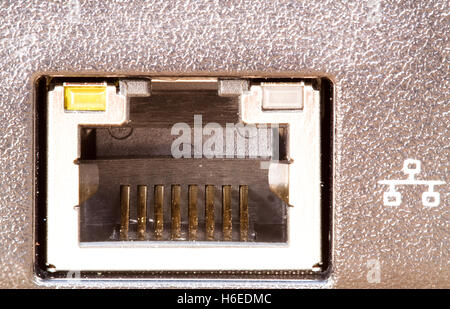 Gestapelte Makro von einem Netzwerkanschluss Stockfoto