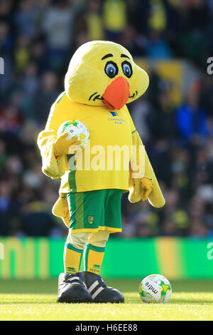 Norwich City Maskottchen Kapitän Canary Stockfoto