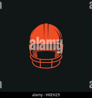 Abstrakt rot Baseball Helm Logo auf schwarzem Hintergrund isoliert. Professionelle Sport Ausrüstung Schriftzug. Kopf-Schutz-Symbol. Sicherheitszeichen Element. Baseball Helm Vektorgrafik. Stock Vektor