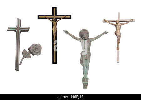 religiöse Kreuz Satz isoliert Stockfoto