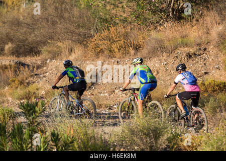 Mountainbiker auf Trails. Mijas. Costa Del Sol, Provinz Malaga. Andalusien Spanien. Europa Stockfoto