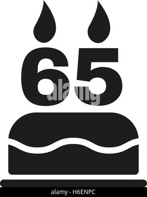 Die Geburtstagstorte mit Kerzen in Form von Nummer 65-Symbol. Geburtstag-Symbol. Flache Vektor-illustration Stock Vektor