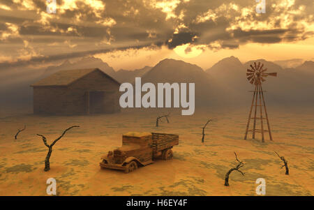 Teil des Dust Bowl, auch bekannt als der schmutzigen dreißiger Jahre, die USA & Kanada zu schlagen. Stockfoto