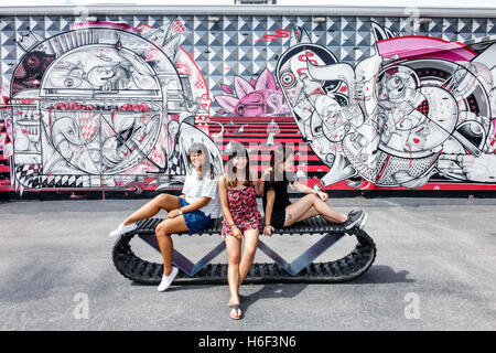 Miami Florida, Wynwood Art District, Wände, Wandgemälde, asiatische Erwachsene, weibliche Frauen, Freunde, FL160830034 Stockfoto