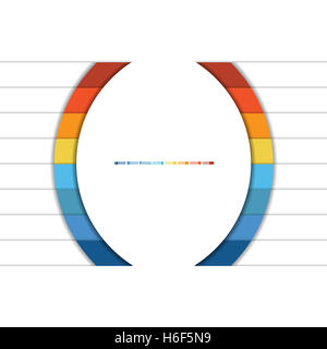 Vorlage Infografik bunte Halbkreise und weißen Streifen für 8 Textbereiche. Stockfoto