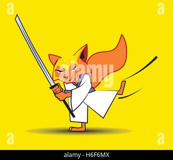Ninja-Fox Charakter Design Stock Vektor