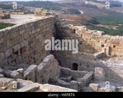 Magna Graecia. Selinunte. Antike griechische Stadt. Blick auf den Norden ummauerten Bereich der Akropolis, dem 5. bis 3. Jahrhundert v. Chr. aus. Sizilien. Italien. Stockfoto