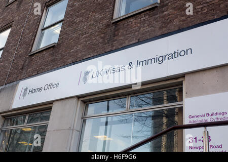 Home Office UK Visas und Ausländerbehörde anmelden Cardiff Wales UK Stockfoto