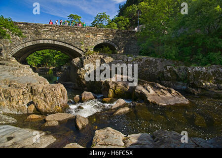 Betws-y-Coed, Brücke, Fluss Llugwy, Snowdonia, Nord-Wales Stockfoto